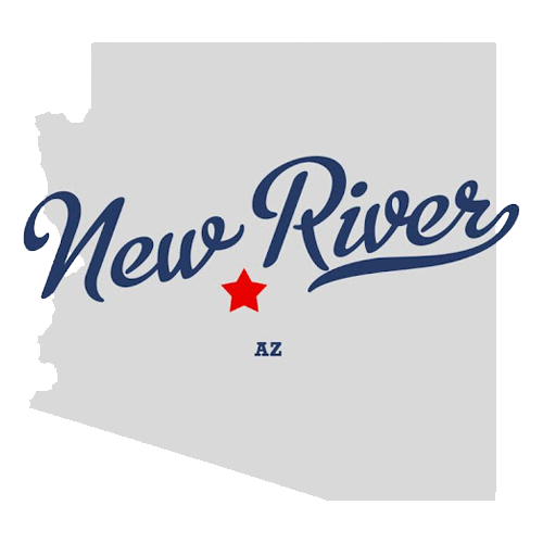 New River, AZ logo featuring stylized text and a star, representing the community served by Kingship Restoration & Construction for water damage restoration services.